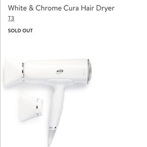 White and Chrome t3 Cura Hair Dryer- 6mo. old